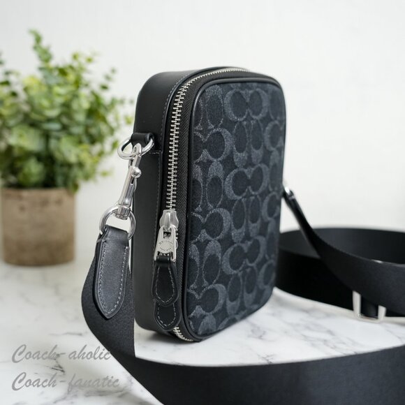 Coach CAJ44 Stanton Crossbody In Signature Denim Silver /Black - Picture 3 of 11